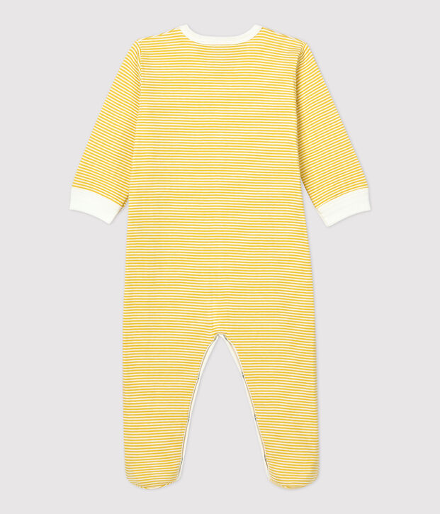 Baby-Strampler aus Bio-Baumwolle mit gelbem Milleraies-Streifenmuster gelb/weiss